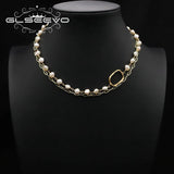 Glseevo Pearl Necklace Long Pendant and Chain Christmas Gift GN0390