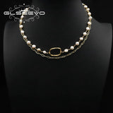 Glseevo Pearl Necklace Long Pendant and Chain Christmas Gift GN0390