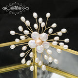 Glseevo Natural pearls Women's Vintage Brooch Flowers Bead Party Jewelry