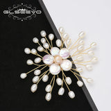 Glseevo Natural pearls Women's Vintage Brooch Flowers Bead Party Jewelry