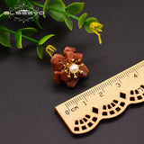 Glseevo Golden Sandstone Pearl Earrings S925 Silver Flower Jewelry