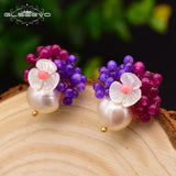 Glseevo Sterling Silver Freshwater Pearl Stone Earrings