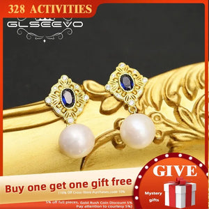 Silver 925 Freshwater Pearl Crystal Earrings GE1064