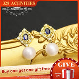 Silver 925 Freshwater Pearl Crystal Earrings GE1064