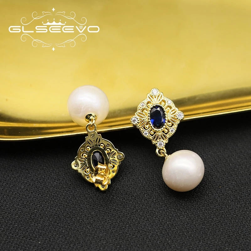 Silver 925 Freshwater Pearl Crystal Earrings GE1064