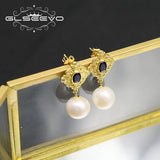 Silver 925 Freshwater Pearl Crystal Earrings GE1064