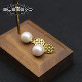Sterling Silver Mesh Pearl Pendant Earrings for Women GE1086