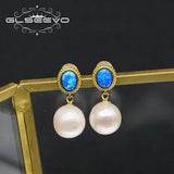 Glseevo Silver Starry Sky Pearl Pendant Earrings GE1082