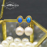 Glseevo Silver Starry Sky Pearl Pendant Earrings GE1082