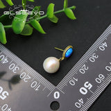 Glseevo Silver Starry Sky Pearl Pendant Earrings GE1082
