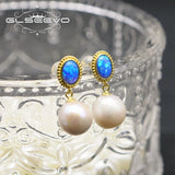 Glseevo Silver Starry Sky Pearl Pendant Earrings GE1082