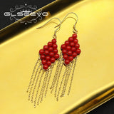 Glseevo Women Earring High Dangle Red Long Hanging Earrings Christmas Year