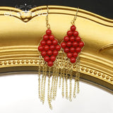 Glseevo Women Earring High Dangle Red Long Hanging Earrings Christmas Year