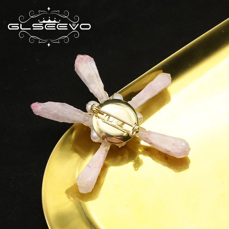 Vintage Pink Pearl Brooch for Women, GO0396B