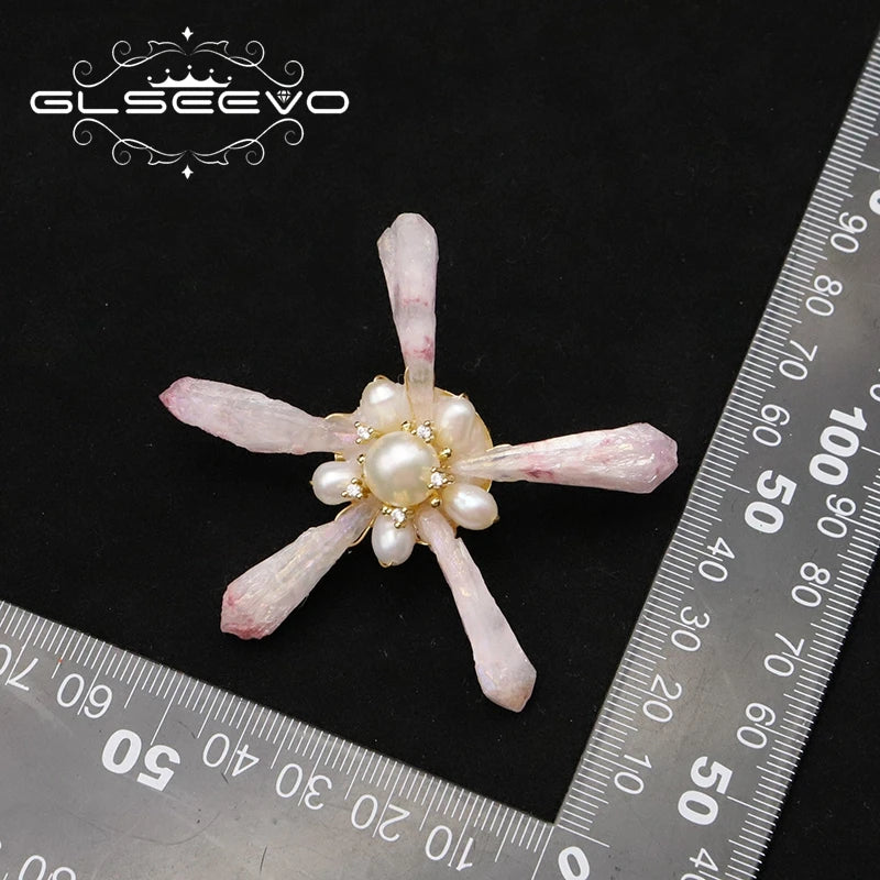 Vintage Pink Pearl Brooch for Women, GO0396B