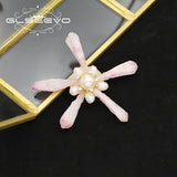 Vintage Pink Pearl Brooch for Women, GO0396B