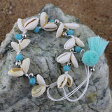 Beach Bohemia Anklet Crystal Beads Natural Shell Tassel Drop Ankle