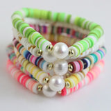Beach Summer Bracelets Rainbow Heishi Chain Women Natural Pearl Polymer Clay