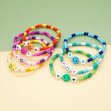Go2BoHo 7pcs Smiley Face Bracelet Colorful Seed Beads Heart Beaded Bracelets