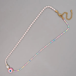 Go2BoHo Multicolor Beaded Evil Eye Necklace
