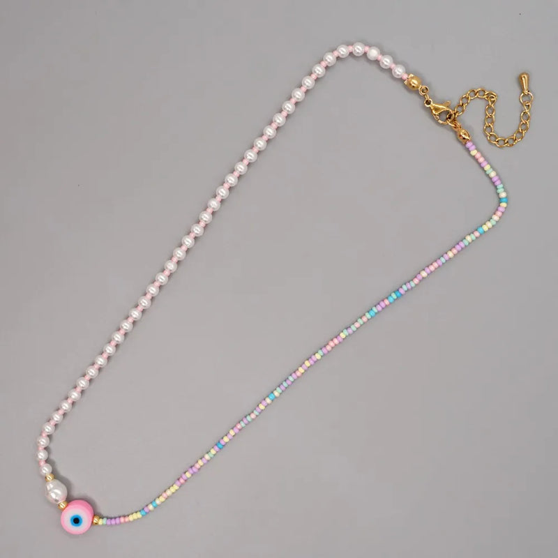 Go2BoHo Multicolor Beaded Evil Eye Necklace
