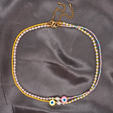 Go2BoHo Multicolor Beaded Evil Eye Necklace