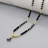 Go2BoHo Evil Eye Charm Necklace Tiny Glass Beaded Crystal Necklaces