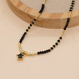 Go2BoHo Evil Eye Charm Necklace Tiny Glass Beaded Crystal Necklaces