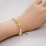 Multicolor Smiley Bracelet with Faux Pearls & Heishi Disc Beads