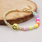 Multicolor Smiley Bracelet with Faux Pearls & Heishi Disc Beads