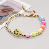 Multicolor Smiley Bracelet with Faux Pearls & Heishi Disc Beads