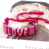 Go2BoHo Macrame Bracelets for Women Love Peace Beach Lettering Bracelet