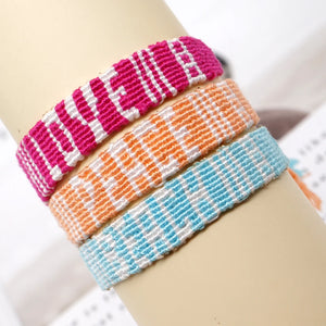 Go2BoHo Macrame Bracelets for Women Love Peace Beach Lettering Bracelet