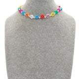 Go2BoHo Smiley Necklace Multicolor Crystal Beads Boho Clay Happy Smile Jewelry