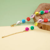Go2BoHo Smiley Necklace Multicolor Crystal Beads Boho Clay Happy Smile Jewelry