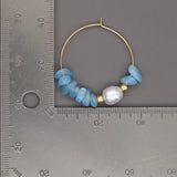 Pearl Earrings Natural Stone Stainless Steel Hoop Women's Jewelry