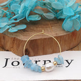 Pearl Earrings Natural Stone Stainless Steel Hoop Women's Jewelry