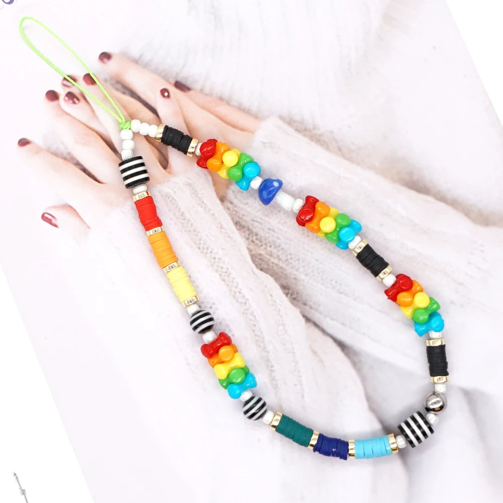 Go2Boho Summer Beach Cell Phone Charm Chains Assorted Beaded Strap Lanyard