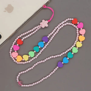 Boho Telephone Charm Beach Pearl Chain for Women Mobile Phone Accessory
