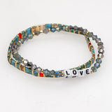 Set of 2 Friendship Crystal Stretch Bracelets for Women Multicolor Tila Crystal