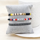 3PCS Friendship Stretch Bracelets Multicolor Woven Tila Crystal