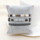 3PCS Friendship Stretch Bracelets Multicolor Woven Tila Crystal