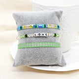 3PCS Friendship Stretch Bracelets Multicolor Woven Tila Crystal