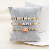 3PCS Friendship Stretch Bracelets Multicolor Woven Tila Crystal