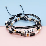 3PCS Friendship Stretch Bracelets Multicolor Woven Tila Crystal