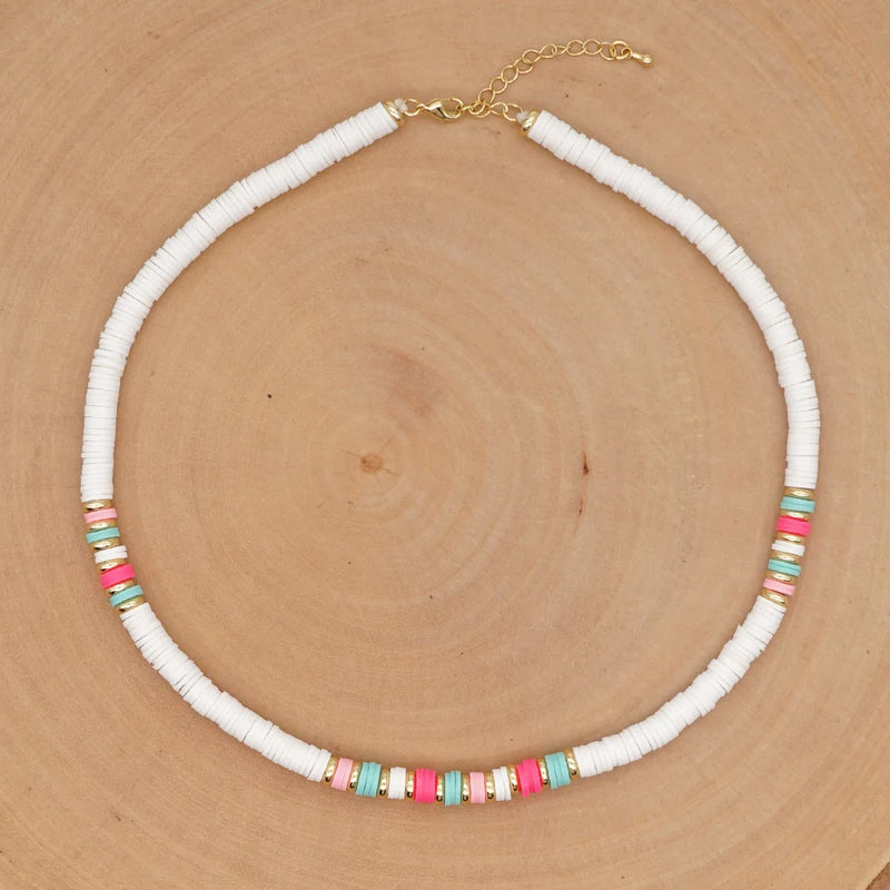 Go2Boho 6mm Heishi Necklace Soft Pottery Disc Beads Choker African Polymer Clay