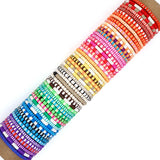 6pcs Red Heishi Bracelet Set Boho Jewelry 4mm Clay Vinly Disc Beaded