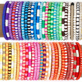6pcs Red Heishi Bracelet Set Boho Jewelry 4mm Clay Vinly Disc Beaded