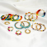 Bohemian Stone Beads Hoop Earrings Stainless Steel Circle