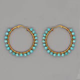 Bohemian Stone Beads Hoop Earrings Stainless Steel Circle